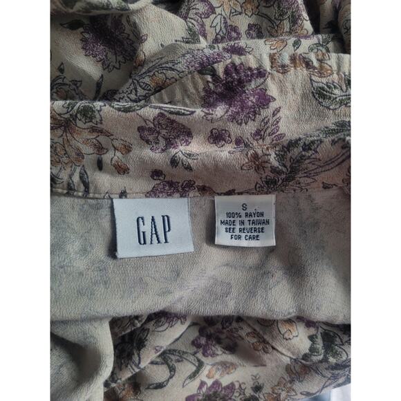 Vintage Gap Floral Button Down Shirt Dress Size S Beige Cottagecore Prairie - Picture 6 of 9